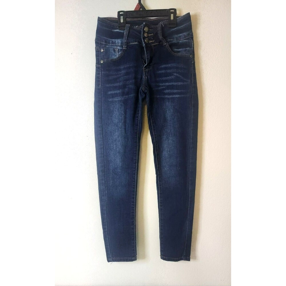 Blue Republic High Waisted Skinny Jeans - Triple Button-Dark Wash Stretch Sz 5